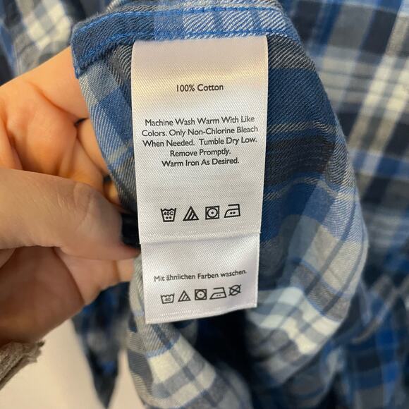 Eddie Bauer Blue Check Lightweight Classic Fit 100% Cotton Long Sleeve Shirt XL - Picture 5 of 6